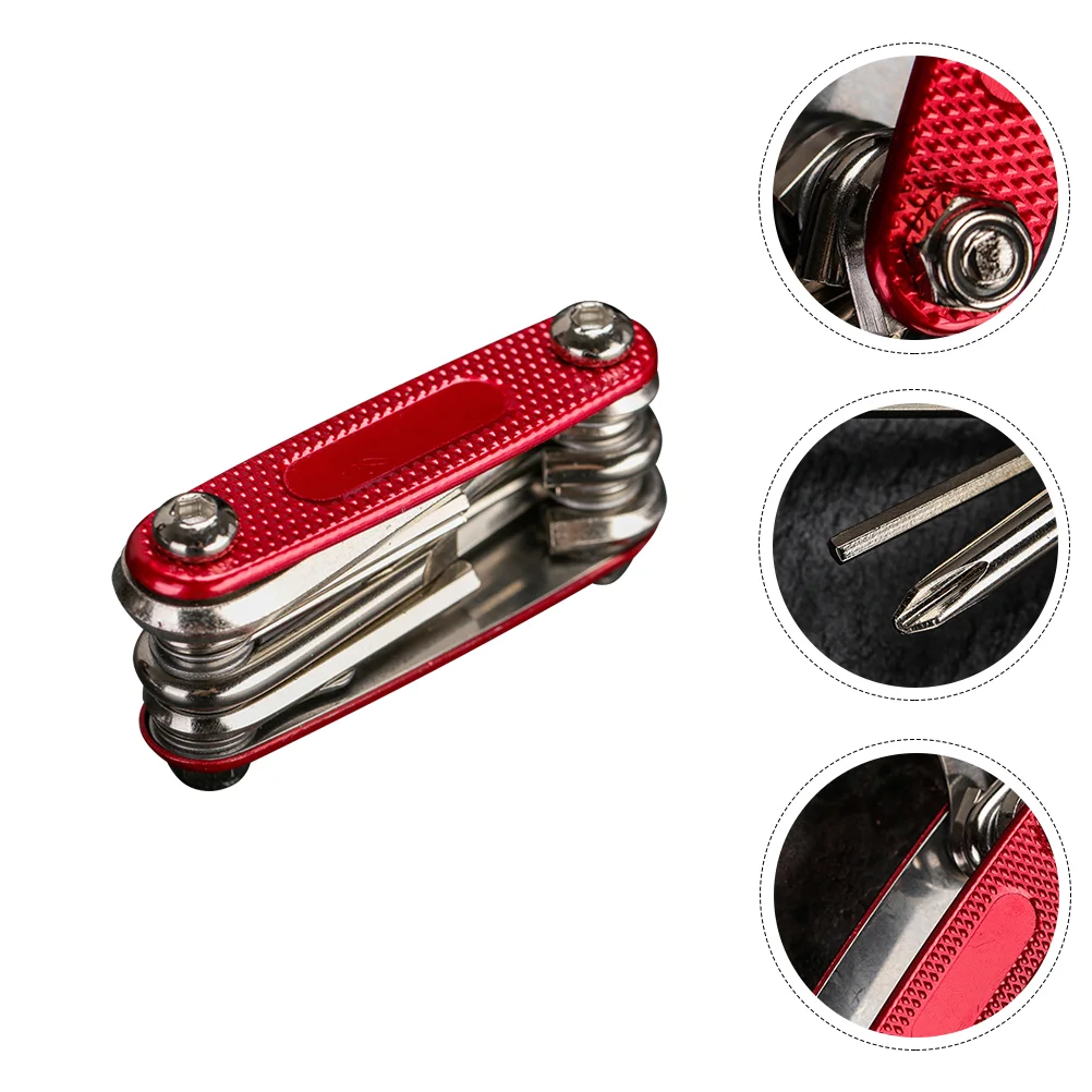 1Pc Repair Bike Tire Folding Socket Tool Kit with Wrench for Bicycles (Red)
