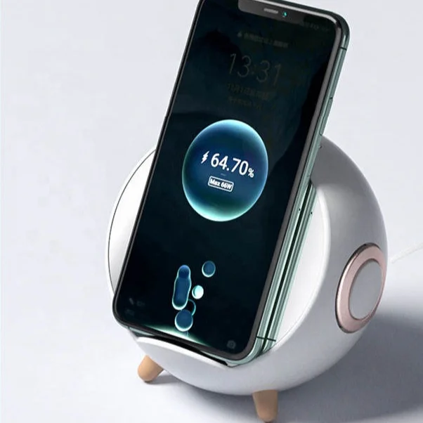 

Q8 Bluetooth Ai Smart Wireless Charging Speaker Alarm Clock Mirror Mini Audio with Mobile Phone Bracket Subwoofer Heavy Bass