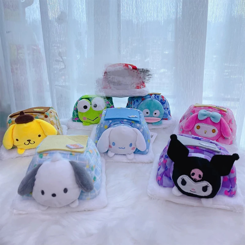 New Sanrio Kawaii Hello Kitty My Melody Kuromi Cinnamoroll Creative Scene House Plush Children's Birthday Gift Toys Set