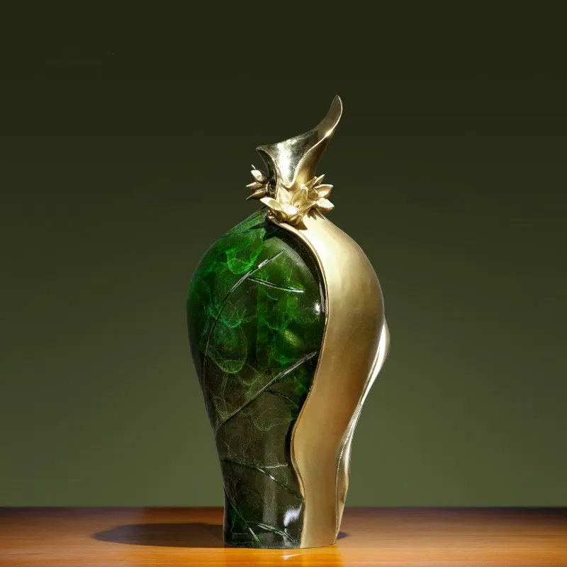 Ваза из меди с листьями лотоса, медная, ручная работа, бронзовая ...