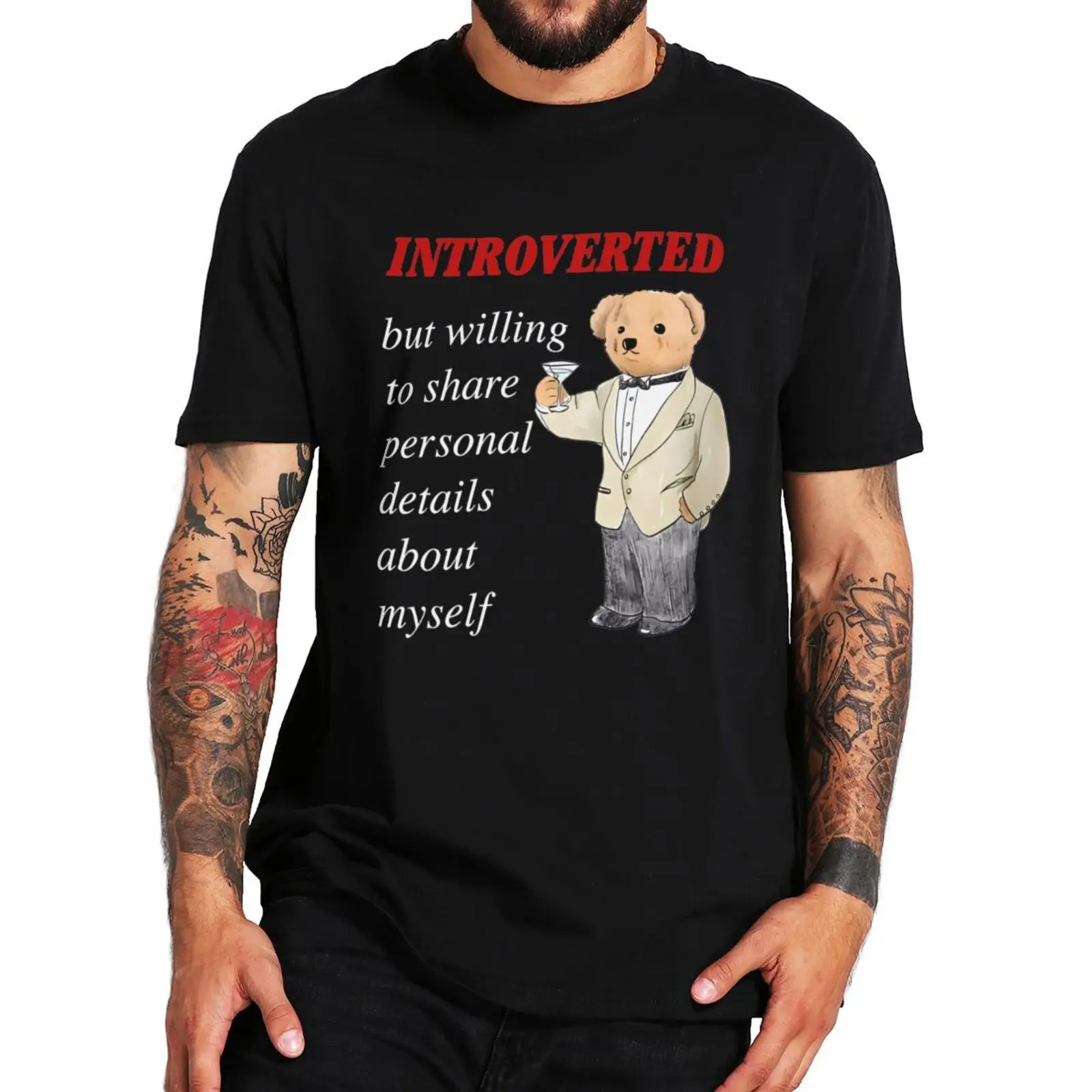 

Introverted But Willing Share About Myself T Shirt Funny Humor Introverts Harajuku Tee Tops 100% Cotton Unisex O-neck T-shirt