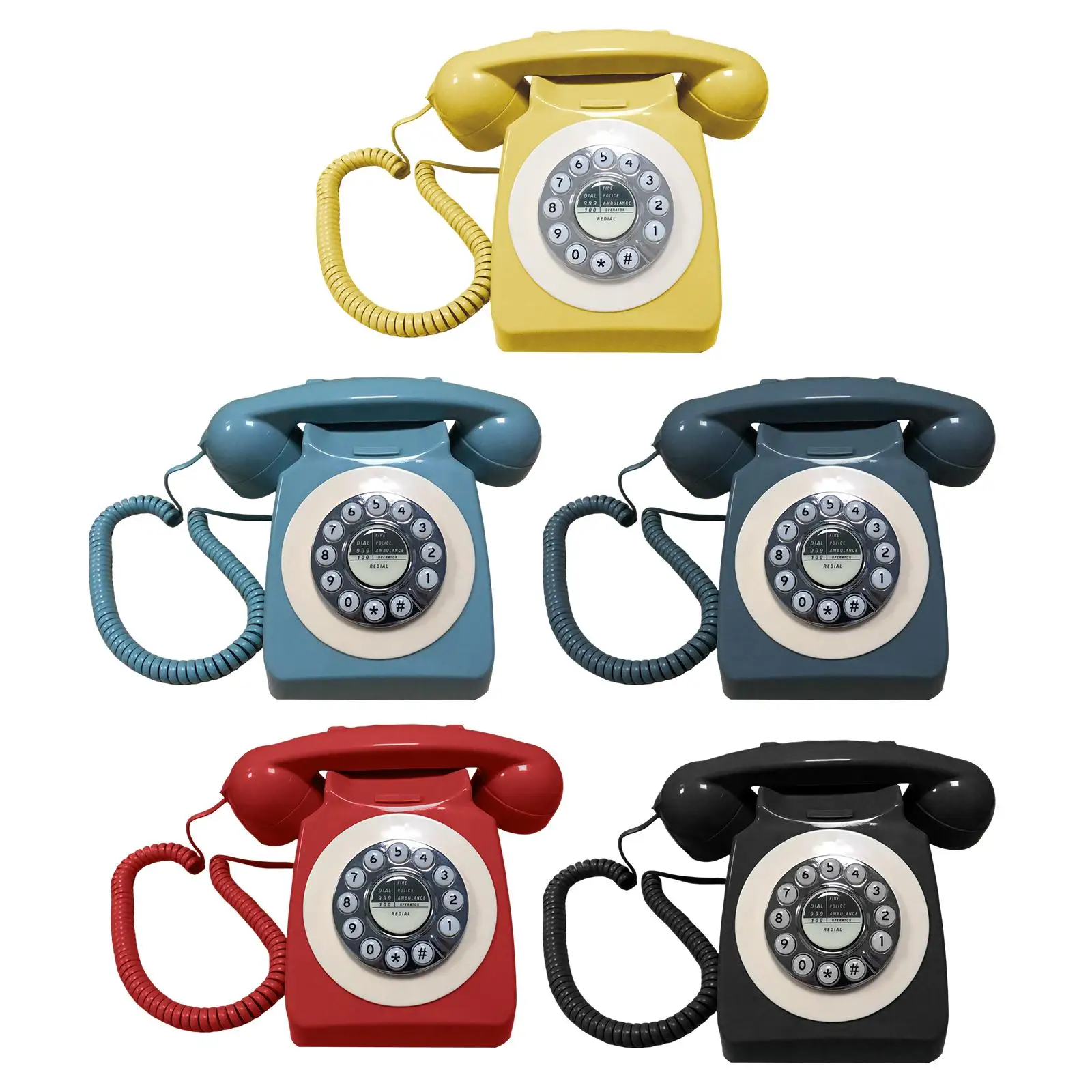 

Retro Landline Phone Old Style Classic Corded Desk Phone with Redial Antique Telephone Rotary Design for Office Home Hotel Use