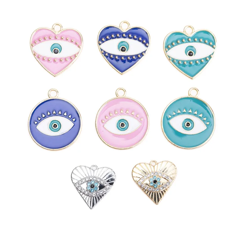 

10pcs/lot Enamel Colorful Eye Charms Pendant DIY Necklace Earrings For Jewelry Making Accessories