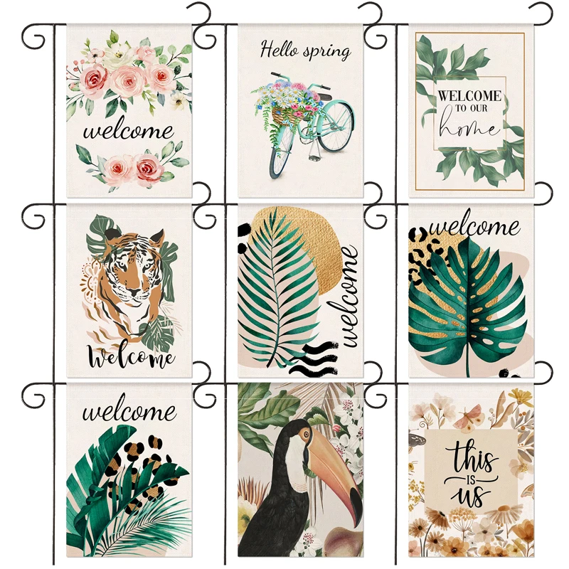 

WZH Hello Spring Garden Flag Vertical Yard Banner Spring Summer Decor Outdoor Indoor Decorative 30*45CM(11.81IN*17.71IN)