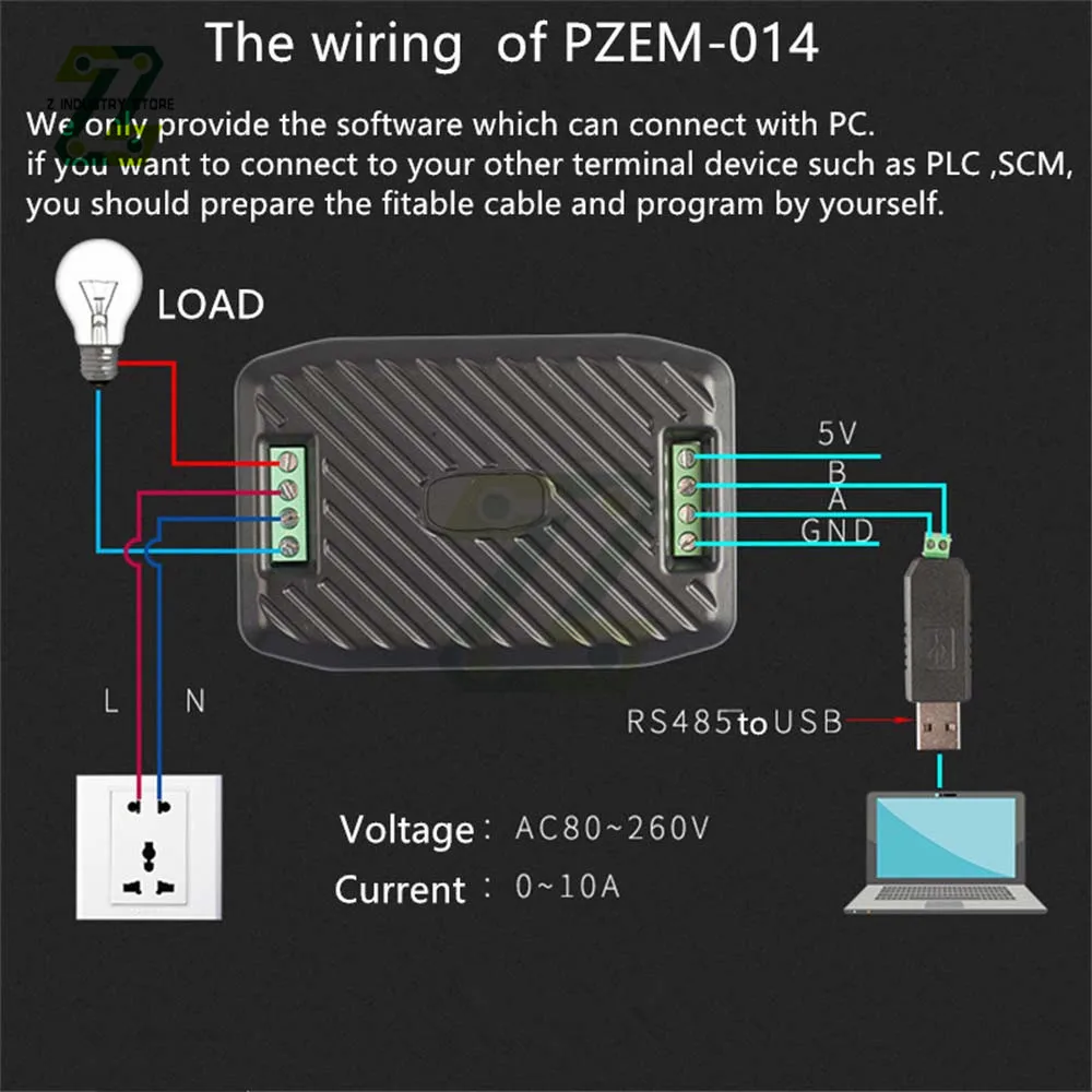 PZEM-014 PZEM-016 Вольтметр Амперметр RS485 Modbus Напряжение Ток Мощность счетчик энергии