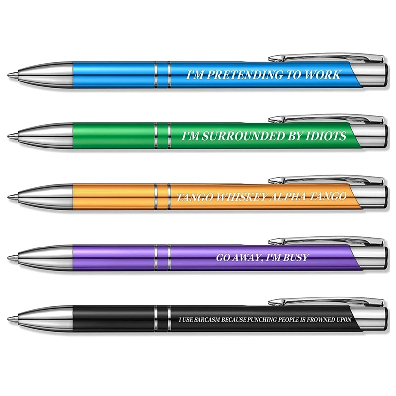 

5 Pcs Funy Ballpoint Pens Set Swear Word Daily Pen Dirty Cuss Word Pens Metal For Each Day Of The Week Funny Office Gifts