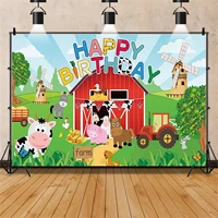 cartoon farm animals party backdrop farm filed windmill birthday wooden fence poster photographic backdrops cake table decoratio