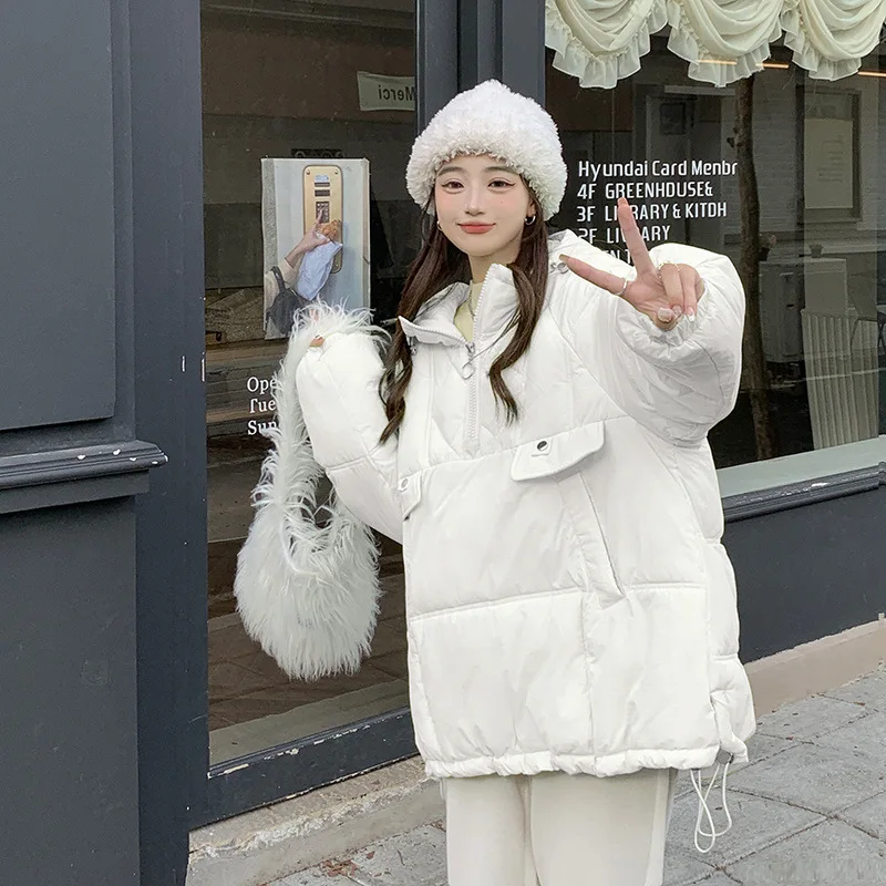 2022 New Harajuku Girls Oversized Hooded Parkas Women Padded Short Jackets Winter Warm Cute Sweet Pullover Coats