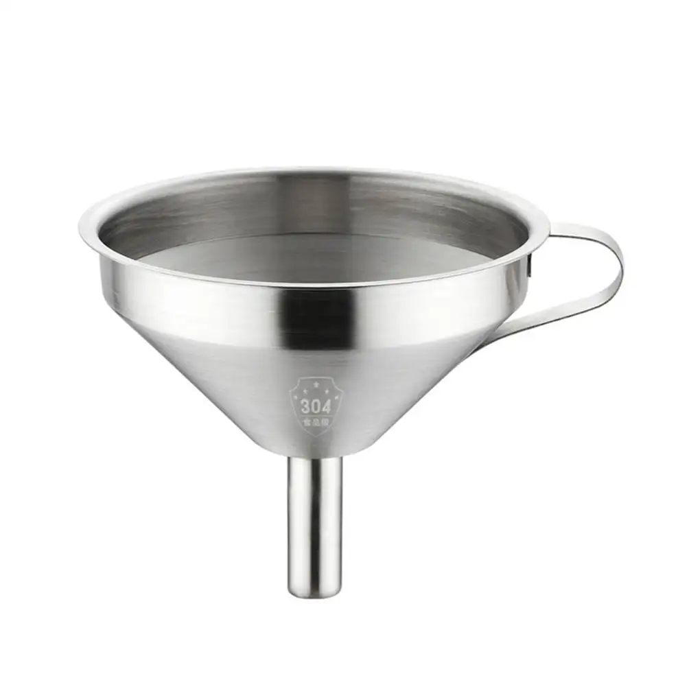 

Wide Mouth Stainless Steel Funnel with Filter Handled Strainer for Transferring Liquid Fluid Kitchen Set