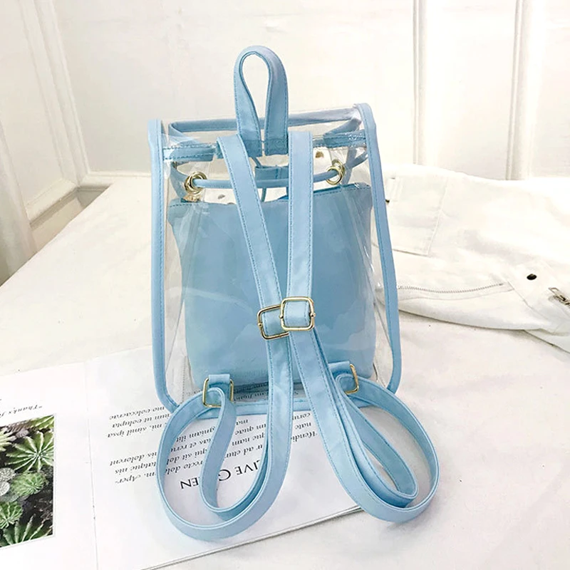 Mini Fashion Women Backpack PVC Designer Girl Clear Transparent Bag Jelly Travel Backpack for Lady Female Shoulder Bags images - 6