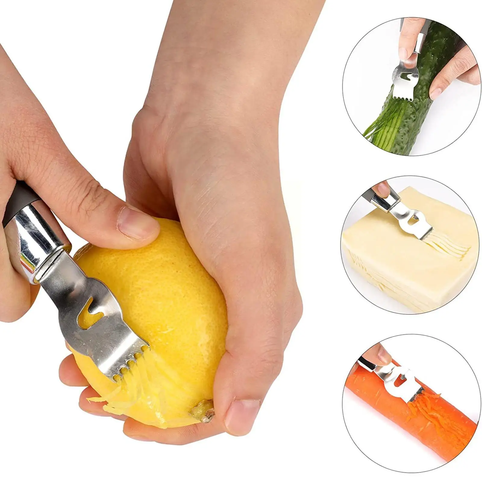 New Steel Lemon Zester Citrus Grater Lime Accessories Gadgets Bar Tool Knife Fruit Kitchen Zest Peeling V8I9 |