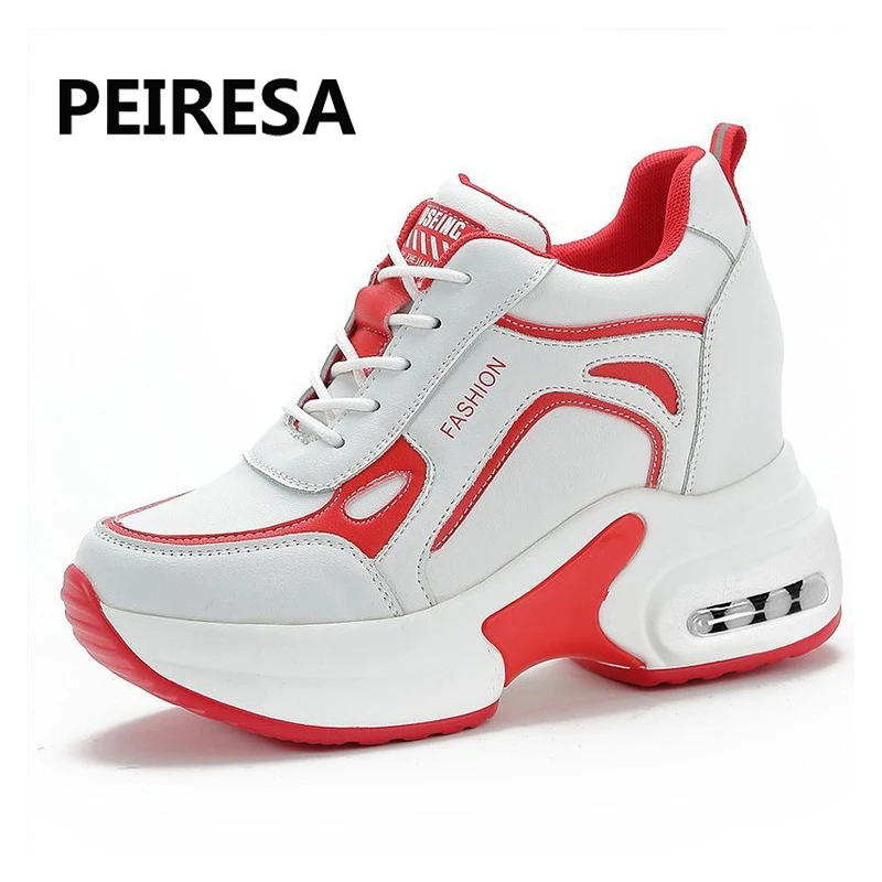 

Women's shoes Spring and Autumn 2023 new thick leather leather lace-up casual sneakers ladies high heels network celebrity