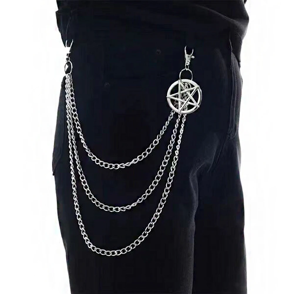 

Punk Street Keychains Chain Women Pentagram Star Rivets Accessories Choice Rock Goth Pants Waist Belt Chain On Jeans Jewellery