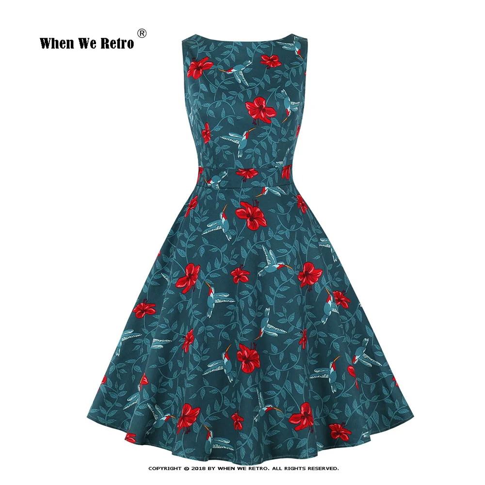 Женское винтажное платье в стиле рокабилли хлопковое трапециевидной формы с