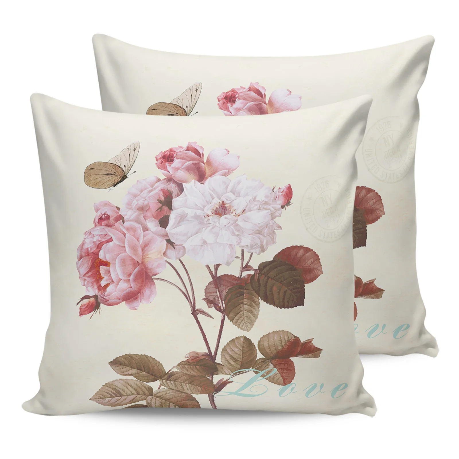 

2PC Pillowcase Flower Butterfly Vintage Sofa Cushion Cover Bedding Dakimakura Pillow Cover House Home Decorative Pillow Cases