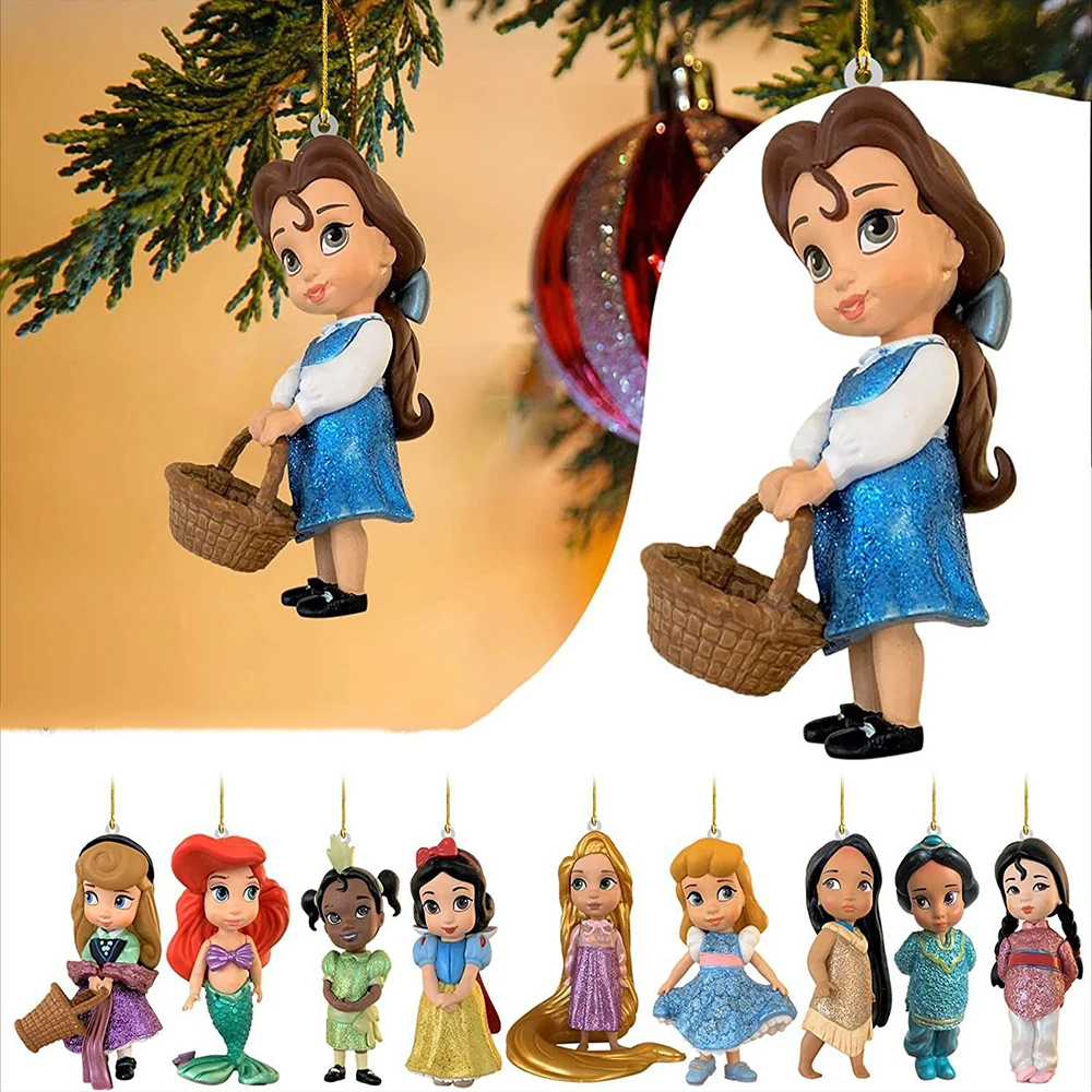 

Disney Peincess Toys Christmas Tree Ornament Pendant Anime Figure Snow White Cinderella Ariel Cartoon Model Christmas Decoration