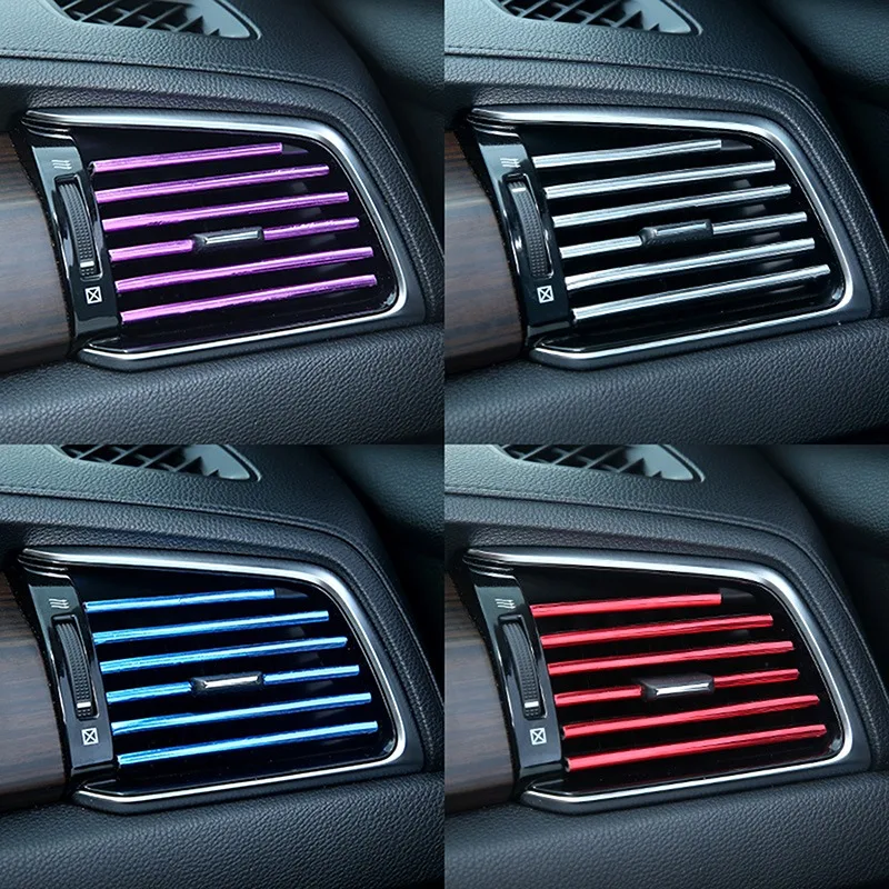 

10Pcs 20cm Universal Car Air Conditioner Outlet Decorative U Shape Moulding Trim Strips Decor Car Styling Accessories