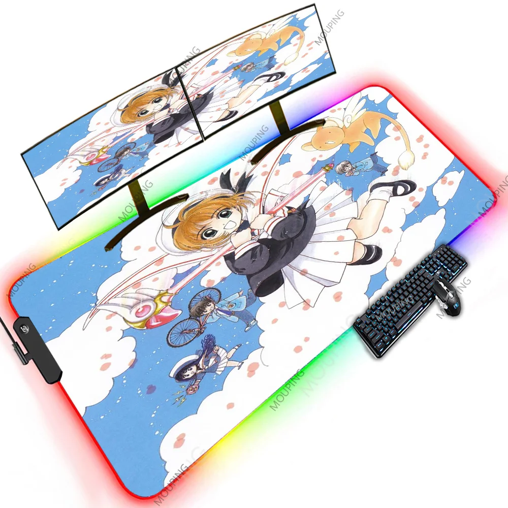 

Japanese Accessories Kawaii Girl Gamer Mause Pad Animated Computer Carpets with Light Otaku LED Pc Gaming Computer Speed Carpets
