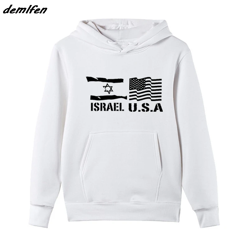 

Spring Autumn Casual Men Fleece Hoodie Green Olive Israel Usa Flags Military Army Sweatshirt Jacket Coat Harajuku Streetwear
