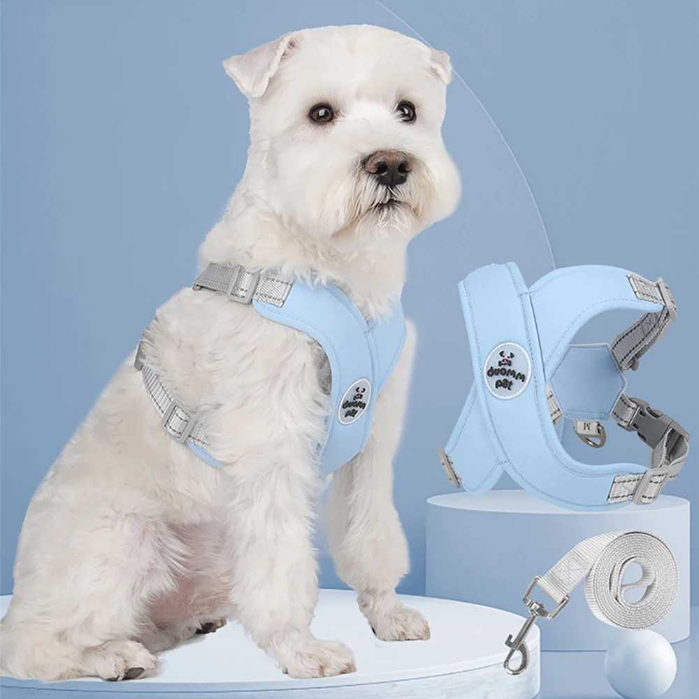 

Шлейка для собак с поводком, регулируемый нейлоновый светоотражающий нагрудный ремень, Воздухопроницаемый жилет, комплект