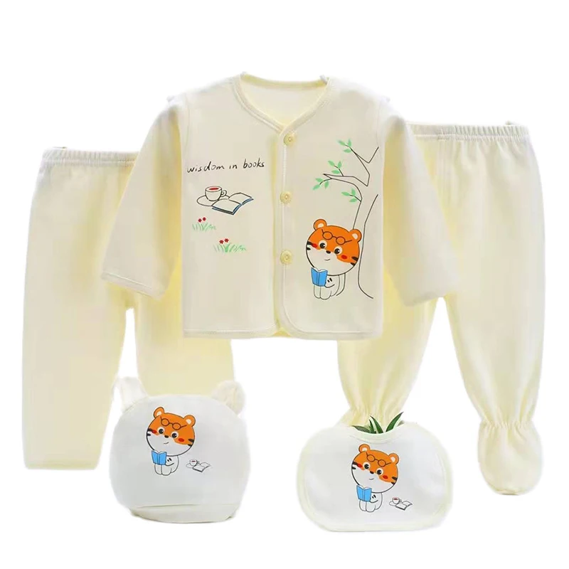 

Хлопковая одежда для новорожденных мальчиков и девочек 0-3 месяцев, 5 шт./компл., весна-осень