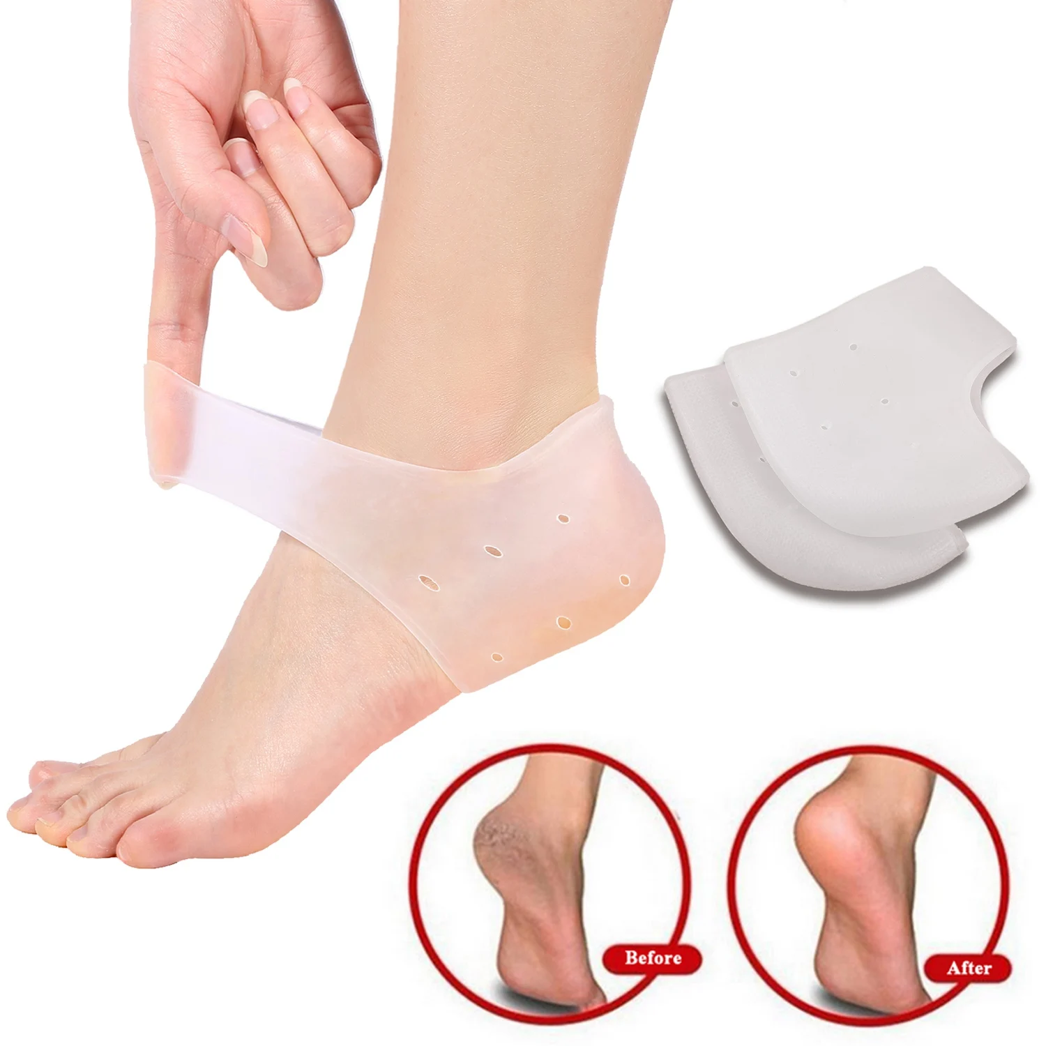 

4 Types 2PCS Medical Silicone Moisturizing Gel Heel Protect Socks Dry Cracked Foot Sleeves Anti-Crack Socks Calluses Pain Relief