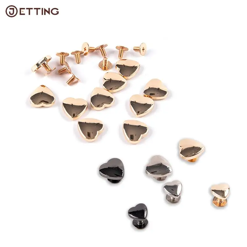 

10pcs Heart Shape Metal Screw Back Rivets for Leather Studs Nail Garment Craft Belt Wallet Bag Decoration Hardware 10mm 14mm