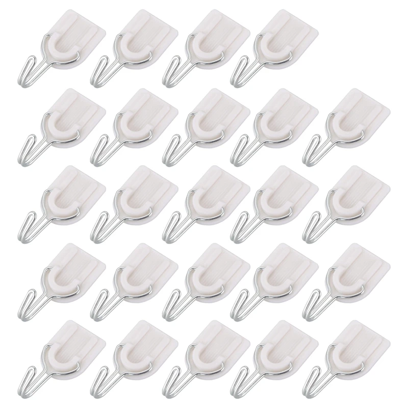 

24 Pieces X Wall Hooks Self Adhesive Wall Hook White Plastic Metal Hooks Wall-Mounted Hooks For Coat Und Er 2Kg