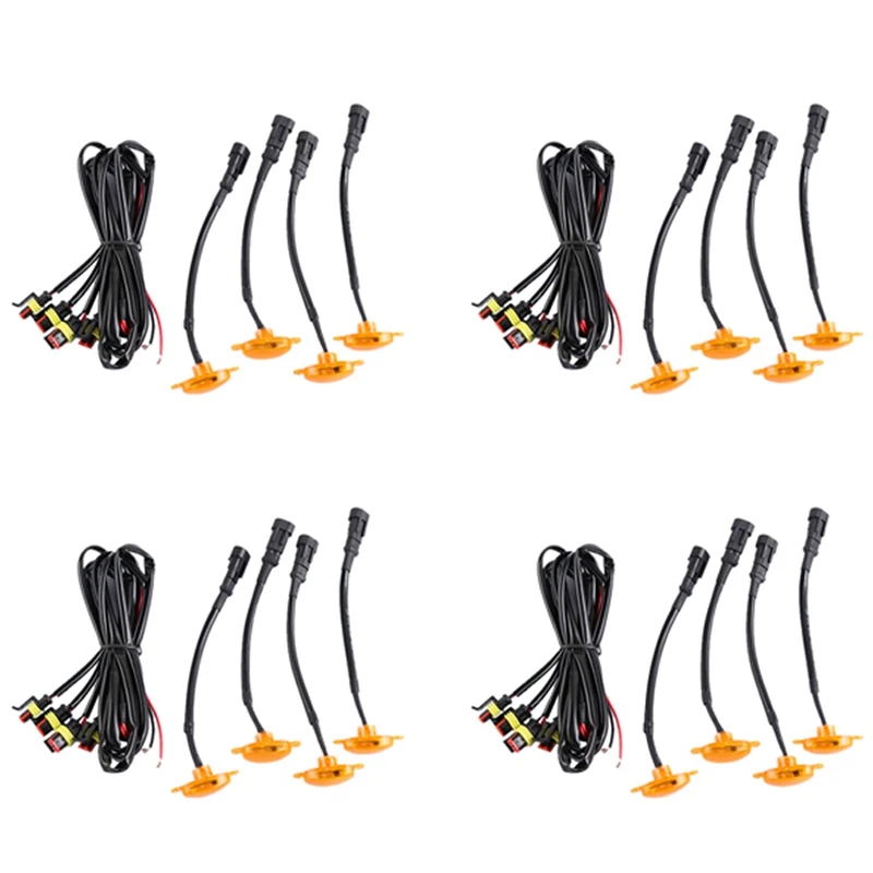 

16X [ Plug & PLAY ] Car LED Front Grille Smoked Amber Light Daytime Running Lights Lamp For Universal Pickup SUV Truck