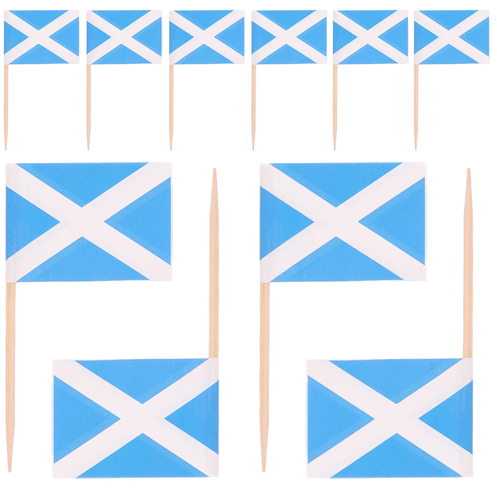 

100pcs Scotland Flag Toothpicks Scottish Flags Cupcake Topper Cake Picks Sticks for Cocktail Fruit Appetizer Dessert Cake Decor
