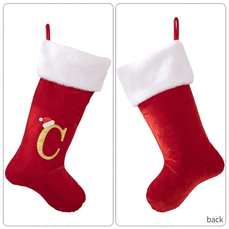Красный золотой чулок с алфавитом комбинация алфавита сделай сам рождественский