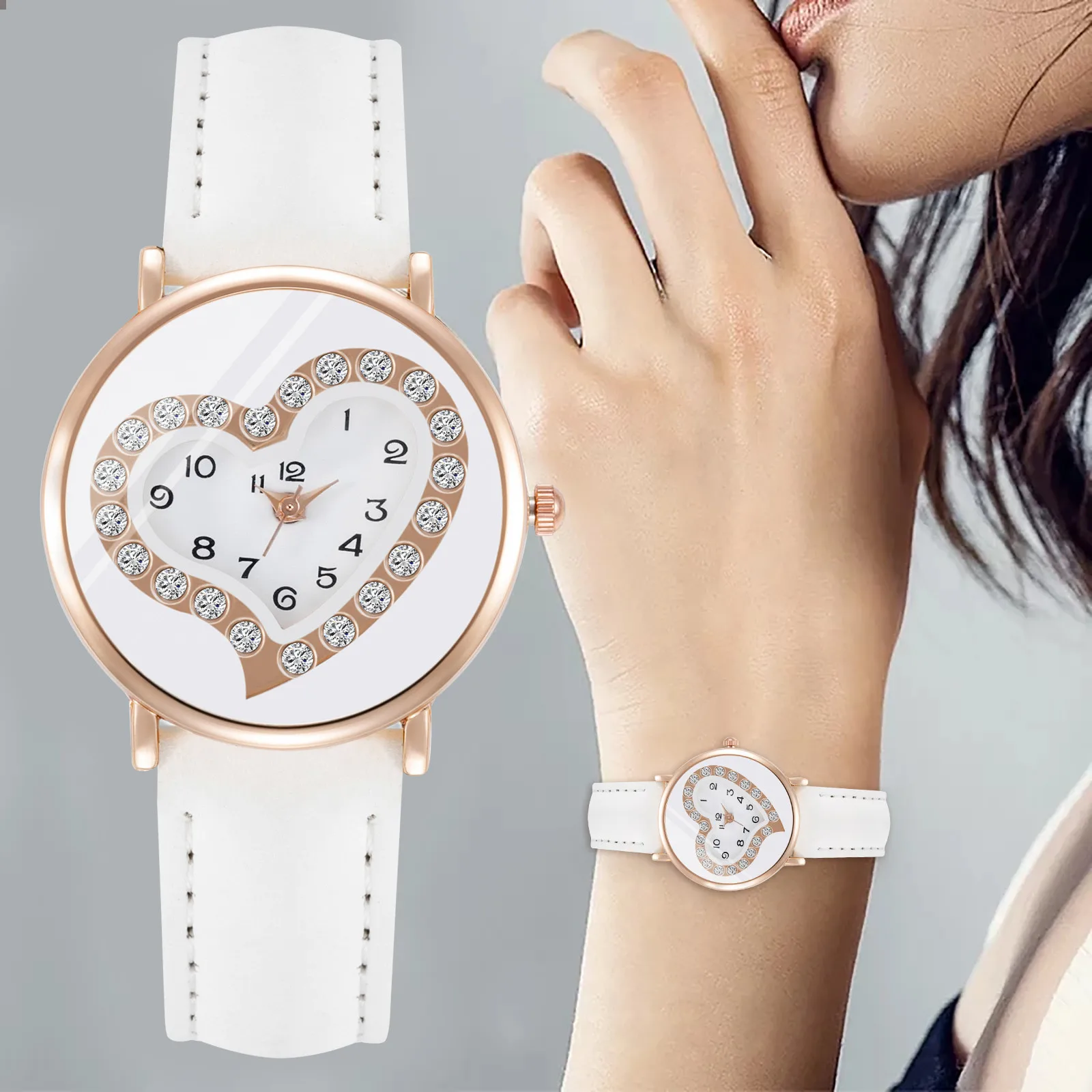 

Women Watches New 2023 Women Casual Quartz Leather Band Watch Heart-Shaped Analog Wrist Watch Gift Montre Femme Relógio Feminino