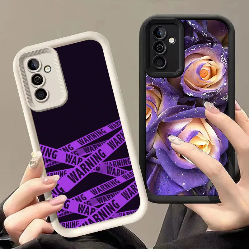 Fashion Purple Rose Phone Case For Samsung A13 A33 A34 A35 A52S A53 A54 A73 5G A12 A14 A15 A22 A23 A24 A25 A31 A32 A51 A71