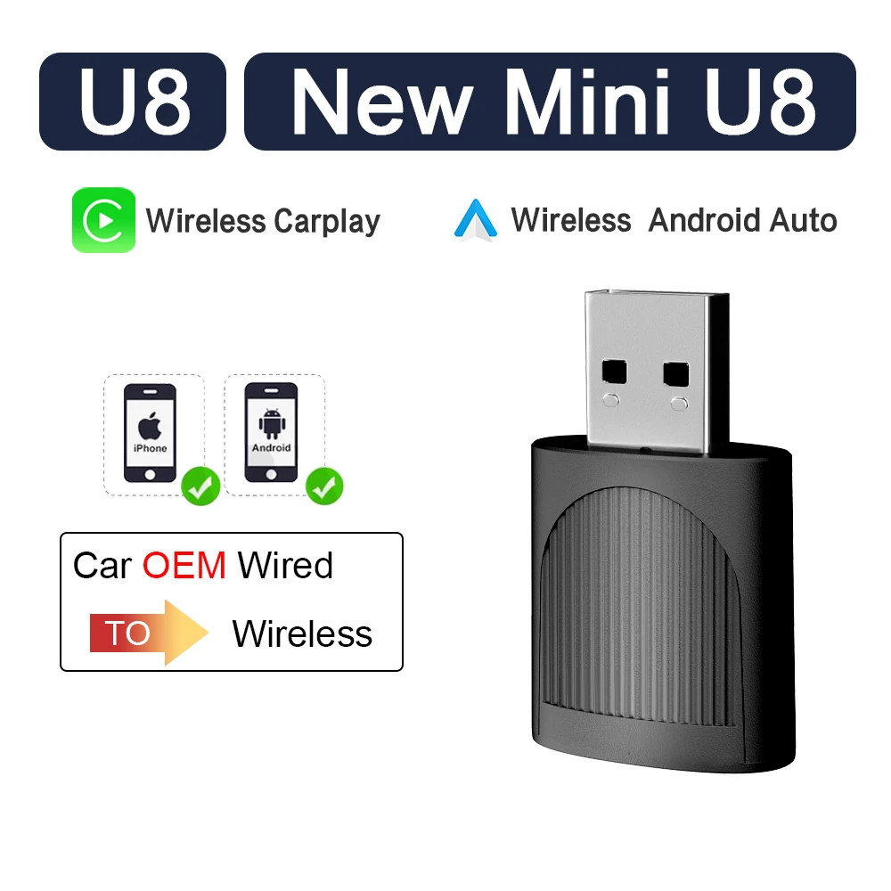 

BYLITU для Ford Volkswagen Mercedes Benz Skoda беспроводной адаптер CarPlay Mini U8 беспроводной Android авто ключ OTA онлайн-обновление
