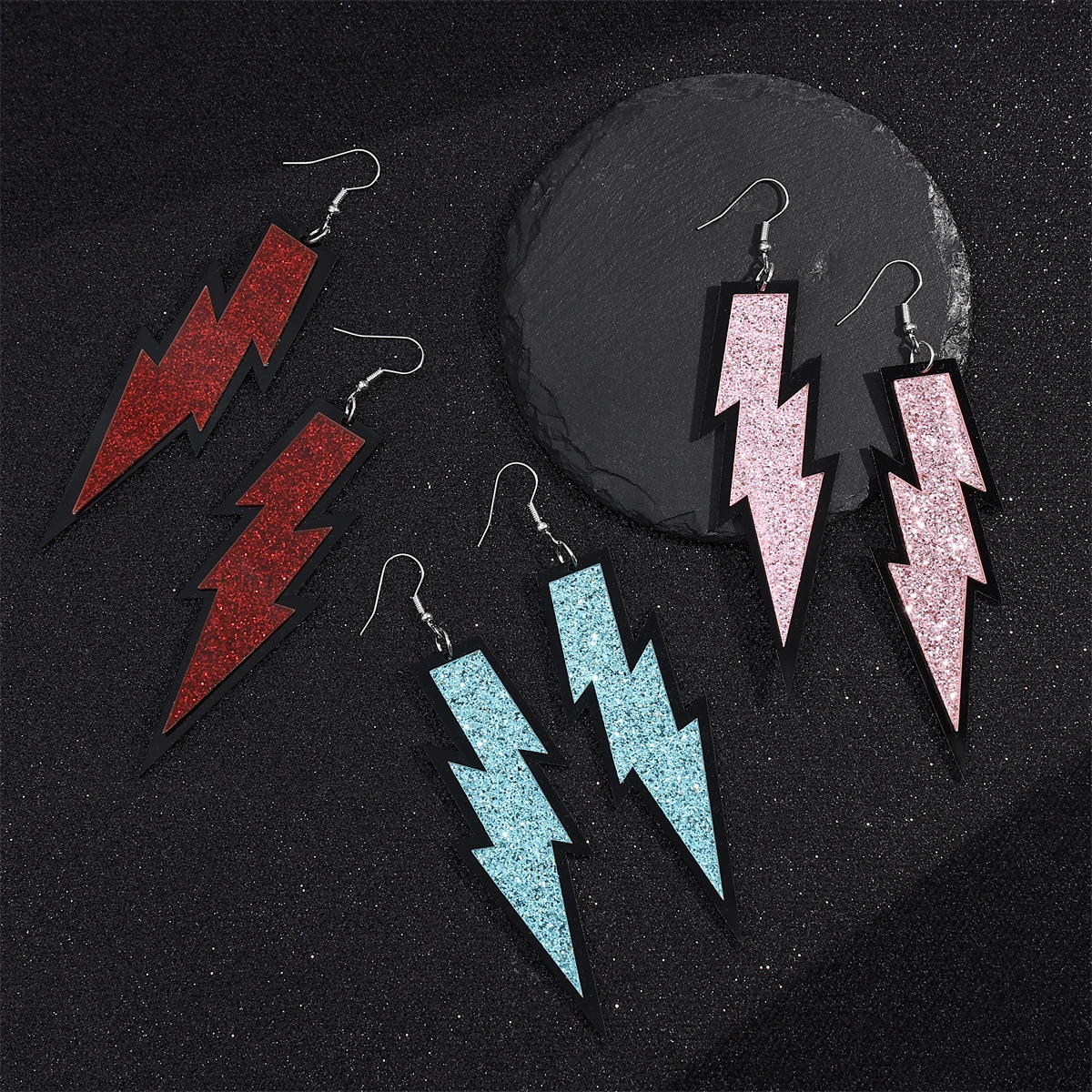 Серьги-подвески большого размера со сверкающими молниями в стиле ретро