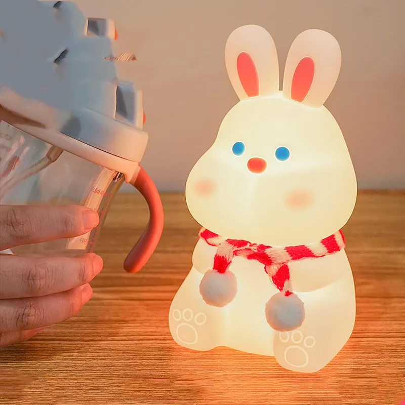 

Doodle Rabbit Silicone Nightlight USB Charging Colorful Remote Control Patting Accompanying Sleeping Lamp Ornament