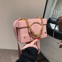 womens retro chain portable small bag 2021 new frosted small square bag wide shoulder strap single shoulder messenger bag