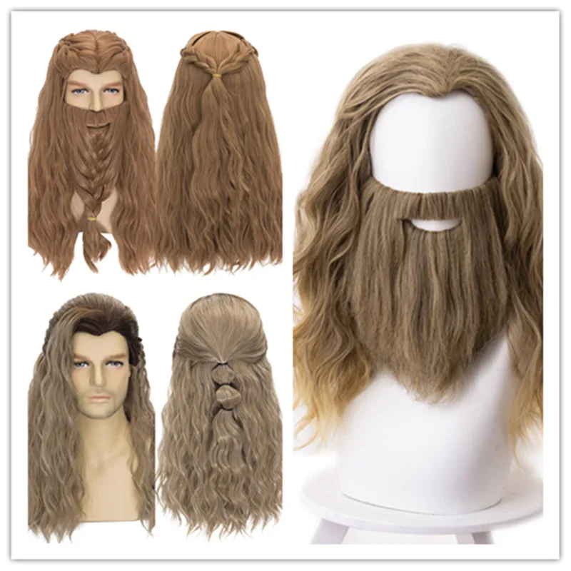 Thor Cosplay Wig Beard Heat Resistant Synthetic Hair Carnival Halloween Party Props
