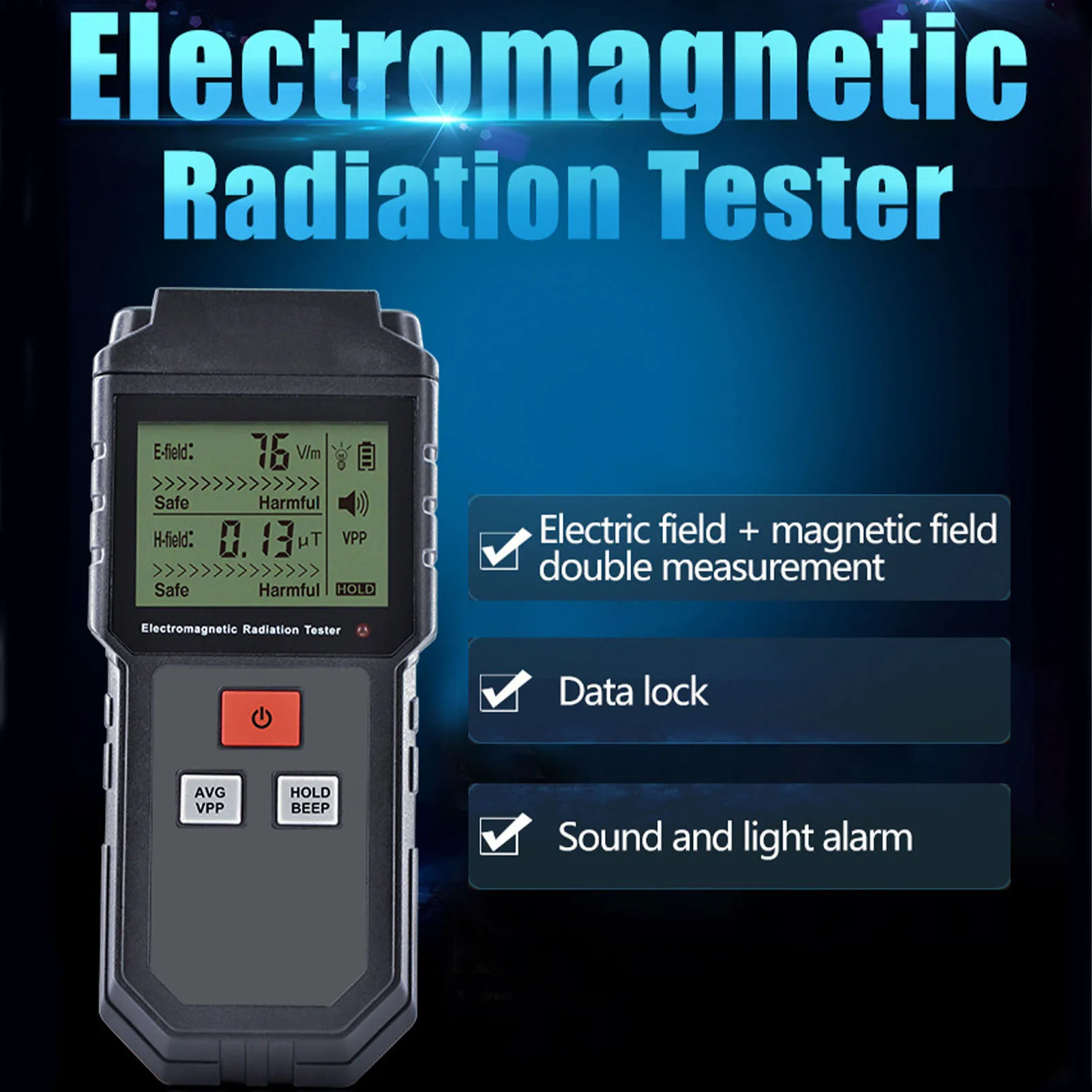 

Детектор электромагнитного излучения EMF, тестер излучения EMF, детектор излучения с ЖК-дисплеем, звукосветильник сигнализацией