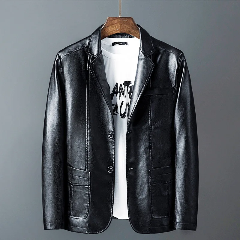

New Men's Leather Jacket Slim and Handsome Men's Motorcycle PU Leather Jacket