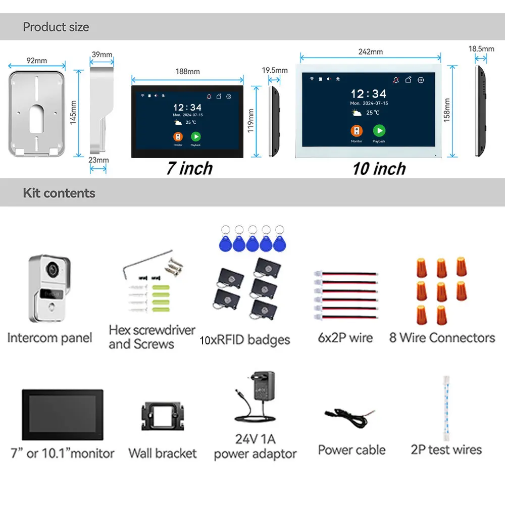 HSmartcam 1080P Wi-Fi видеодомофон 7/10 дюймов