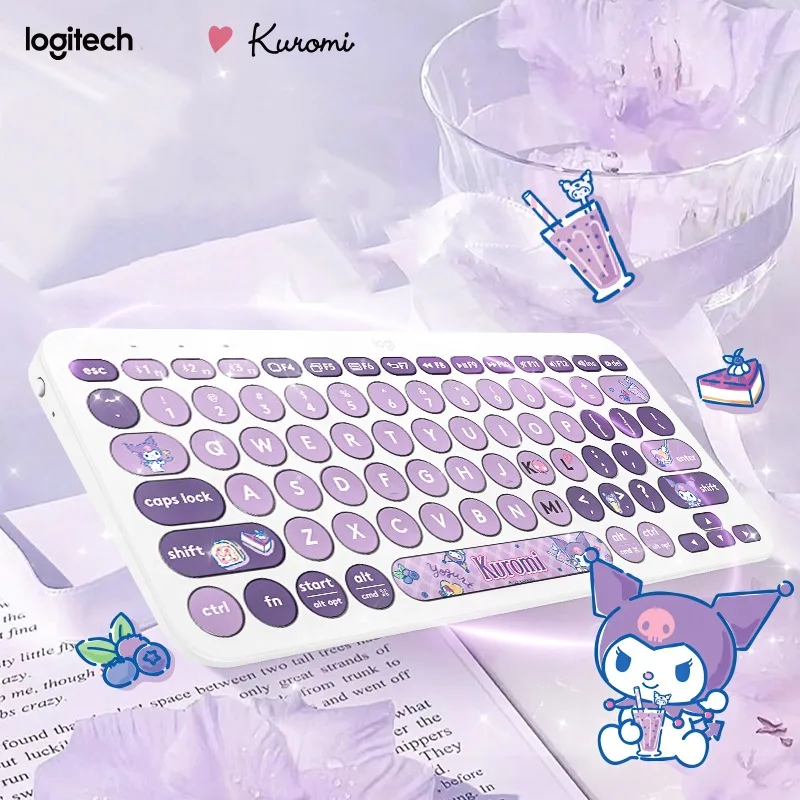 

Bluetooth-клавиатура Sanrio Kuromi с аниме, милая Беспроводная портативная клавиатура для ноутбука и планшета, офисные принадлежности для девушек, подарок на день рождения