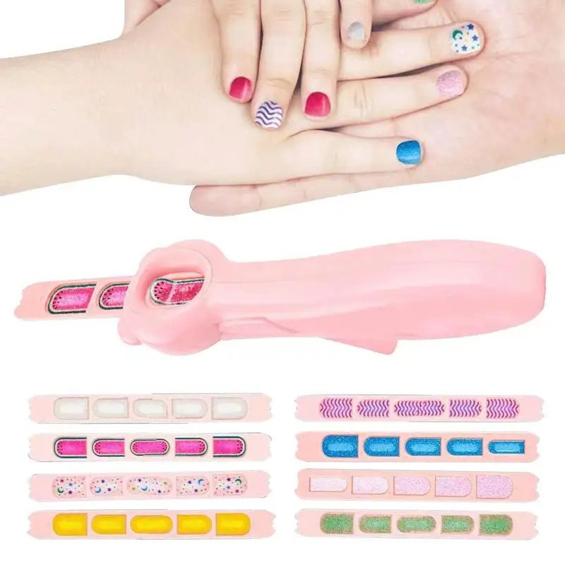Nail Printer Fingernail Printer Machine Easy To Use Nail Colors Stamper Machine Set With 4 Patterns DIY Nail Toy Kit For Girls
