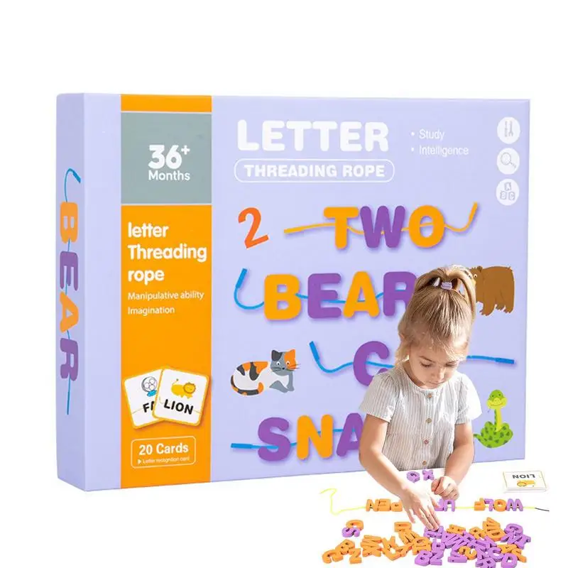 

ABC Letter Toys For Kindergarten Threading Alphabet Toys With Cards Fine Motor Skills Toys For Parent-Child Interaction Birthday