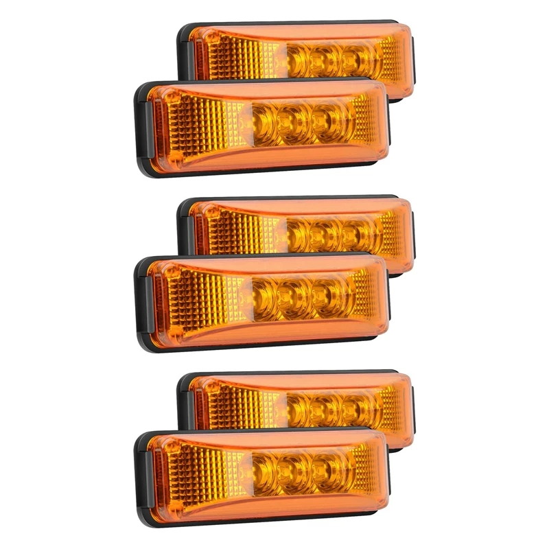 

6PCS 24V 3.9Inch 3 LED Truck Trailer Amber Light Front Rear LED Side Marker Lights Clearance Indicator Lamp Waterproof