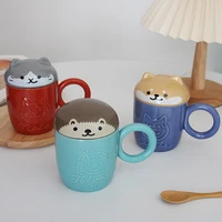 cute animal mug three dimensional ceramic bottle with pet cover and ring handle ins style breakfast milk coffee panda cup