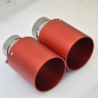 1pcs aluminumalloy matte red auto stainless steel car accessories muffler tip exhaust system pipe universal nozzle h7 a3 golf 7