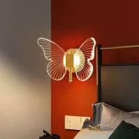 butterfly series wall lights nordic bedroom bedside luminaria sconces led wall lamps for home decors acrylic iron lighting