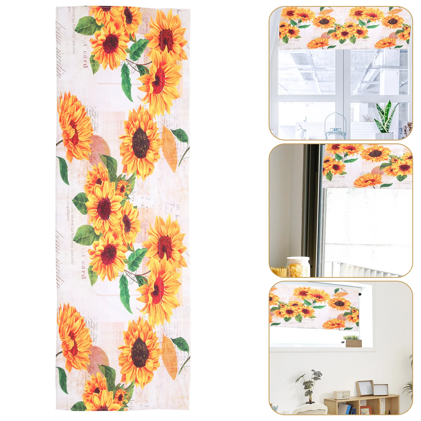 

2 Pcs Sun Flower Short Curtain Retro Home Decor Floral Balcony Sunflower Valance Window Pongee (polyester) Material