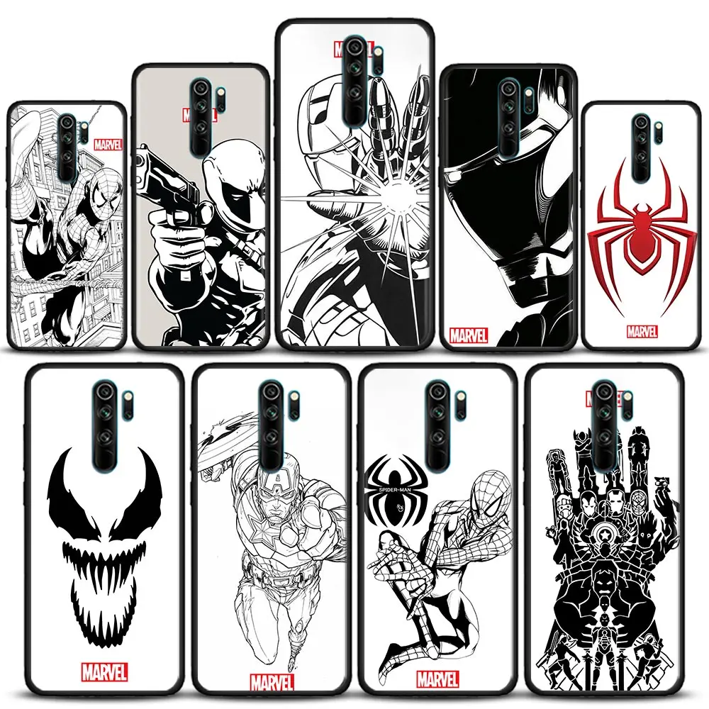 

Case For Xiaomi Redmi 9A 7A 9C 9T 9 10 6 8A Case Soft Silicone Cover Marvel Heros Iron Man Spiderman For Redmi K40 K50 Pro Coque